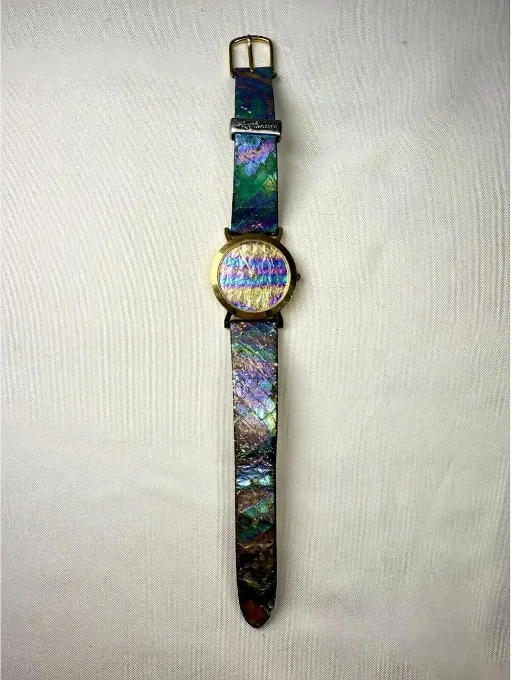 Women's SOHO Gold Tone Iridescent Scale Dial Watch And Band Need Battery